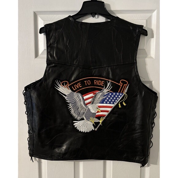 Diamond Plate Buffalo Leather Vest 2XL Live To Ride - Picture 1 of 16